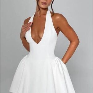 Babyboo White Halter Mini Dress